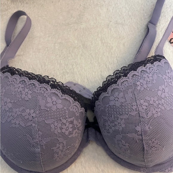 Aerie Lavender Lace Bra with Black Trim - Picture 3 of 7